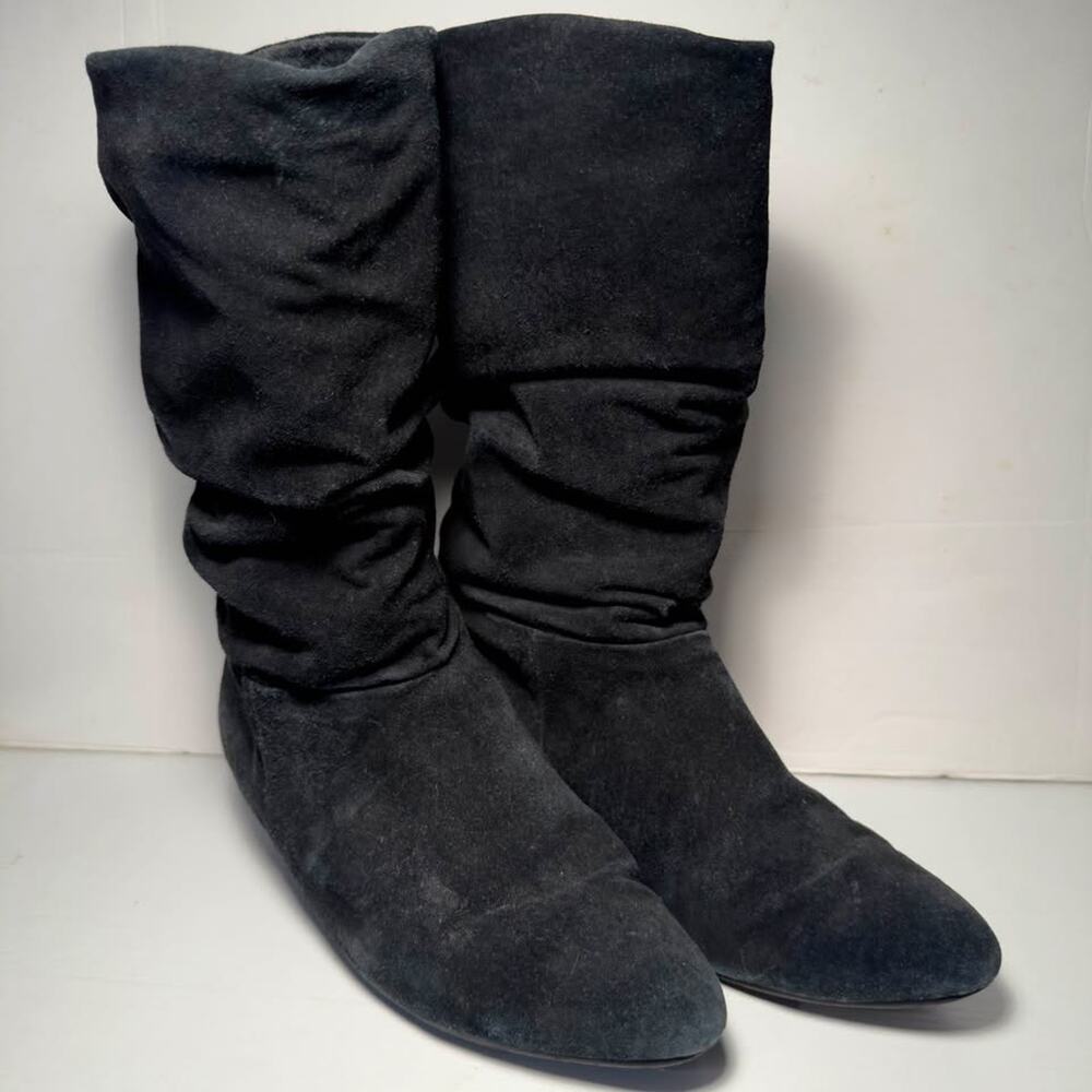 Soho Boots Black Suede Pig Leather Slouchy Womens Size 8